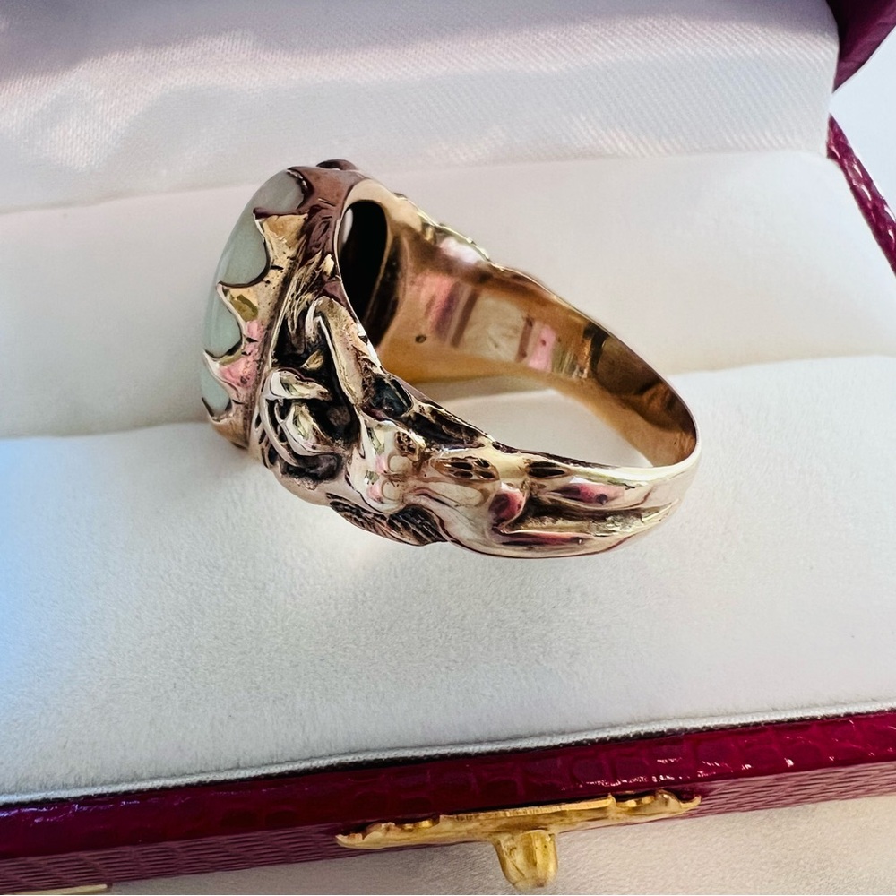 RARE 1970s Solid Gold 10K Men's/Women's Figural Authentic Australian Opal Ring - Picture 9 of 16